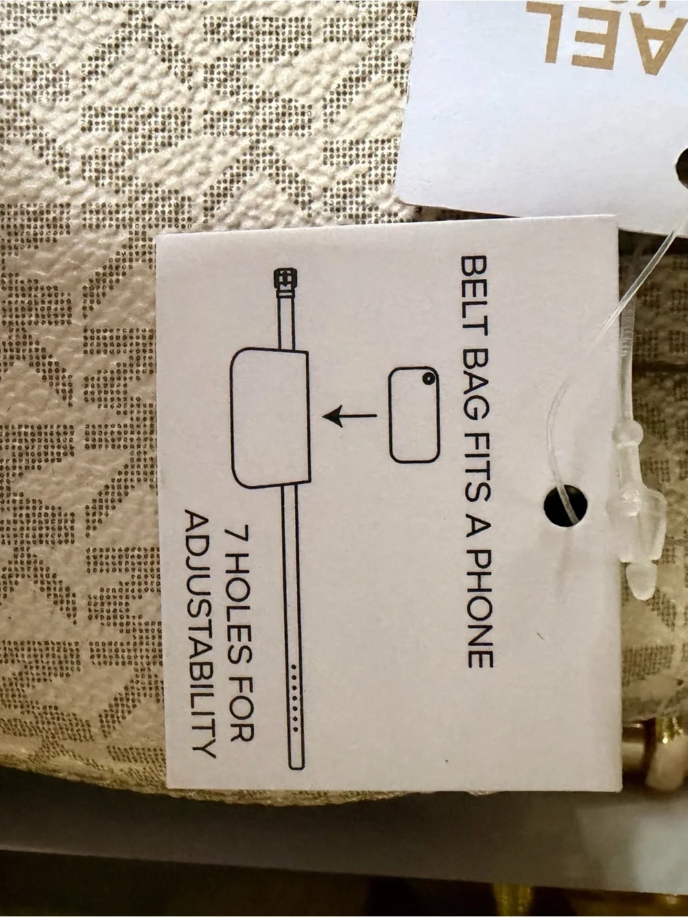 New Michael Kors Monogram Belt Bag clutch Cream Brown Stripe crossbody L/XL